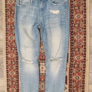 Vigoss “The Thompson Tomboy” Blue Ace Ripped Skinny Jeans – Medium Wash